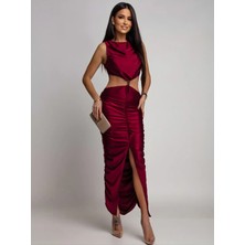 Havens Yuli Saten Metal Aksesuar Detaylı Elbise