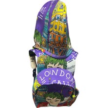 Deriderim Ikigai City Serisi Okula Dönüş London Desenli Çıkabilir Kapüşonlu Hafif Notebook Cepli Sırt Çantası