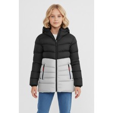 D1fference İçi Kürklü Cepli Kapüşonlu Jel Elyaflı Su ve Rügar Geçirmez Kız Çocuk Kışlık Mont