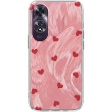 Oppo A60 Uyumlu Kılıf Zebana Pink Heart Silikon Kılıf Kırmızı