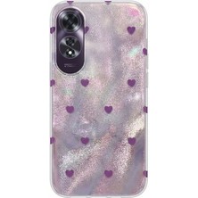 Oppo A60 Uyumlu Kılıf Zebana Pink Heart Silikon Kılıf Lila