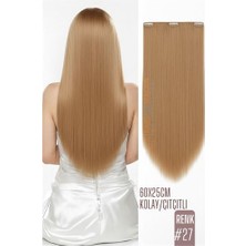 Marsilyan Doğal Görünümlü Düz Siyah Sentetik Kaynak Saç – Renk Kod:#27  Kolay Tak Çıkar Işıltıl�