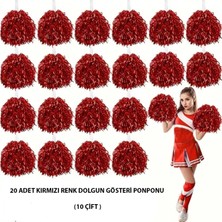 Marsilyan 10 Çift ( 20 Adet ) Kırmızı Renk 23 Nisan 19 Mayıs 29 Ekim Okul Gösteri Ponponları (4887)