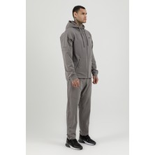 Airlife Sportswear Tam Boy Fermuarlı Erkek Kapüşonlu Eşofman Takımı Gri