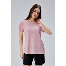 Moon Cover Mooncover Kadın T-Shirt Dokulu Basic – Bej