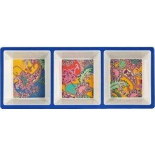 LuckyArt Paiselle Melamin 3 Bölmeli Çerezlik 2li Set 38CM