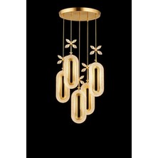 Bohem Aydınlatma 5'li Gold Sarkıt Elips 3 Renk LED Modern Avize