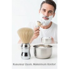 İlk El Grup Klasik Tıraş Seti – Krom Parlak Saplı Fırça & 304 Paslanmaz Çelik Tıraş Tası   Ieg