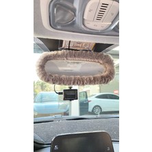 Marsilyan Peluş Dikiz Ayna Kılıfı Süs Gri