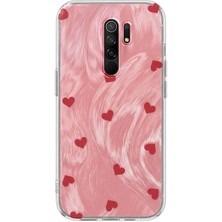 Xiaomi Redmi 9 Uyumlu Kılıf Zebana Pink Heart Silikon Kılıf Kırmızı