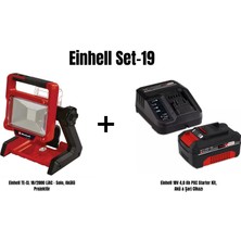 Einhell Set-19(Einhell Te-Cl 18/2000 Liac - Solo, Akülü Projektör+Einhell 18V 4,0 Ah Pxc Starter Kit, Akü & Şarj Cihazı)