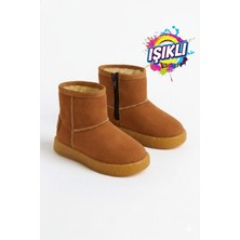 Kız Çocuk Yünlü Kaydırmaz Taban Işıklı Bot