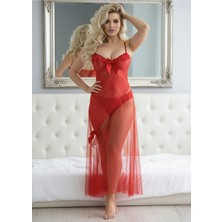 Sistina Kırmızı Dantelli Şifon Gecelik - 202