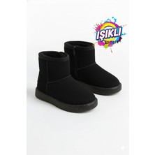 Kız Çocuk Yünlü Kaydırmaz Taban Işıklı Bot