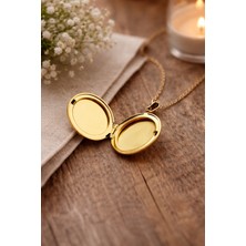 Herşey Nota Içi Açılır Yuvarlak Tasarım Kapaklı Fotoğraf Koyulabilen Çelik Kadın Kolye