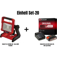 Einhell Set-20(Einhell Te-Cl 18/2000 Liac - Solo, Akülü Projektör+Einhell 18V 2,5 Ah Pxc Starter Kit, Akü & Şarj Cihazı)