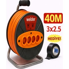 Ys Welder 3 x 2,5 40 Metre Makaralı Seyyar Uzatma Kablosu 4 Prizli ( Dörtlü )