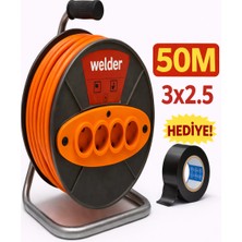 Ys Welder 3 x 2,5 50 Metre Makaralı Seyyar Uzatma Kablosu 4 Prizli ( Dörtlü )