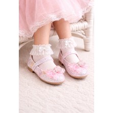 Minibonito Işıltılı   Kum Sim Dokulu Kelebek Figür Detaylı Kız Çocuk Babet