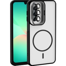 Akare Galaxy A17 Kılıf Standlı ve Kamera Lens Hediyeli Zore Etro Kapak - Siyah