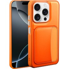 Akare iPhone 15 Kılıf Kartlıklı Zore X-Kart Silikon Kapak - Turuncu
