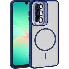 Akare Galaxy A17 Kılıf Standlı ve Kamera Lens Hediyeli Zore Etro Kapak - Lacivert