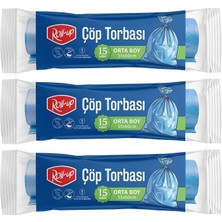 Roll-Up Çöp Torbası Orta 55X60CM 15 Adet x 3 Paket