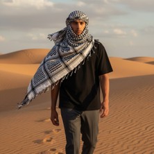 Bite Nose Pamuklu Puşi , Poşu, Kefiye Beyaz Şal 100X100 Bitenose