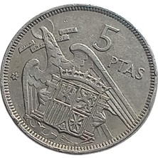 Yediotuz Digital Pazarlama 1957 Ispanya 5 Pesatas Yabancı Koleksiyon Madeni Para Antika Eski Hediye Para.