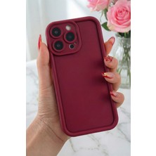 Fibaks Apple iPhone 16 Pro Max Uyumlu Kılıf Kamera Korumalı Yumuşak Dokulu Darbe Emici Bordo Silikon Kapak