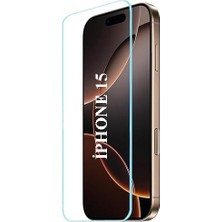 Elixem İphone 15 Uyumlu 9H Düz Şeffaf Ekran Koruyucu Temperli Cam