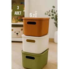 Bayev Colors Mix 3 Adet 6 Lt Dolap Içi Düzenleyici Organizer Hobi Oyuncak Kutusu Kapaklı Saklama Kutusu