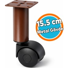 Nzb Metal Gövdeli Plastik Tekerlekli Mobilya Baza Sehpa Ayağı 15.5 cm (1 Adet) Kahverengi