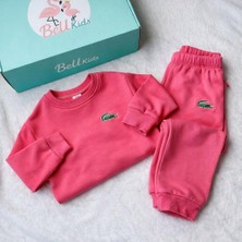 BeU Kids Kız Çocuk 3 Iplik Şardonlu %100 Pamuk Pembe Eşofman Takım
