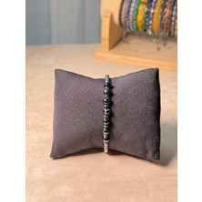 Sırlı Taş Siyah Akik, Hematit Doğal Taş Bileklik, Unisex Bileklik, Tasarım Bileklik 6mm Ipli Ayarlanabilir