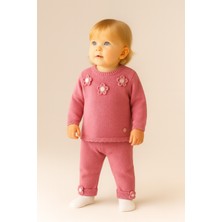Eray Kids Kız Bebek Çiçekli Örme Triko Alt-Üst Takım