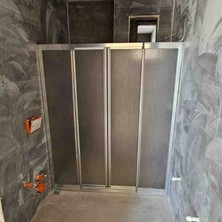 Elissa Dekorasyon Gri Gümüş Profil Damla Desen Prestij Mika Cam Duşakabin