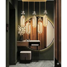 Bohem Aydınlatma Modern Masa Üstü Gold 5'li Elips Sarkıt 3 Renk LED Avize