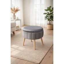 Arlin Babyface Antrasit Modern Sandıklı Dekoratif Puf Sandalye