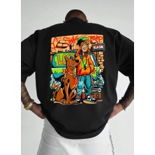 Afri Scooby-Doo & Shaggy Graffiti Baskılı Oversize T-Shirt - %100 Pamuk Süprem - Siyah Streetwear Tişört