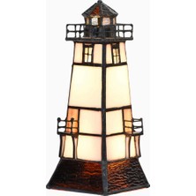 Bieye L30727 El Yapımı Tiffany Style Vitray Deniz Feneri Masa Lambası