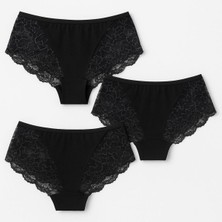 Mavi Qumsal Kadın Dantelli Bato Külot 3’lü Paket - Günlük ve Özel Kullanım