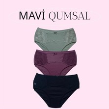 Mavi Qumsal Ön Ribana Dantel Şeritli Bato 3'lü Set