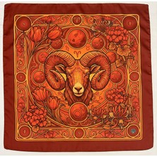 Time in a Tin Koç Burcuna Özel Ipeksi Saten Tasarım Fular