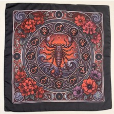 Time in a Tin Akrep Burcuna Özel Ipeksi Saten Tasarım Fular