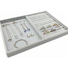 Megass Dekor Rio Model Süet Kumaş Gri Renk 24/34 cm Tırnaklı- Sosisli Takı Sergileme Standı