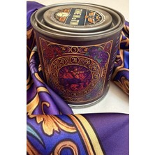 Time in a Tin Yay Burcuna Özel Ipeksi Saten Tasarım Fular-Retro Teneke Kutulu Hediye Seti