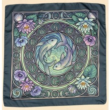 Time in a Tin Balık Burcuna Özel Ipeksi Saten Tasarım Fular