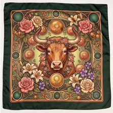 Time in a Tin Boğa Burcuna Özel Ipeksi Saten Tasarım Fular