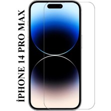 Elixem İphone 14 Pro Max Uyumlu 9H Düz Şeffaf Ekran Koruyucu Temperli Cam